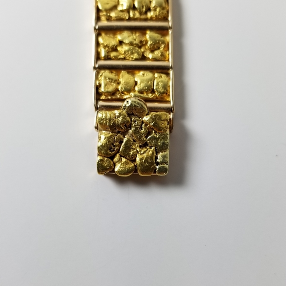 Gold nuggets and green jade men's watch Fresh Battery, Box - Picture 10 of 16